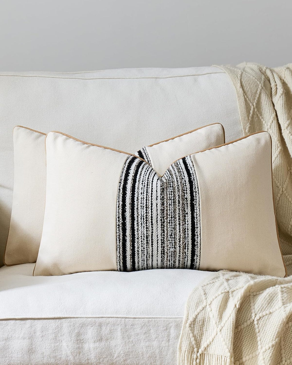 Wabi Stripe Cushion Covers - Twin-Pack - Black, 30cm x 50cm