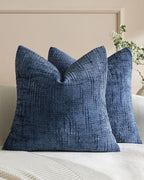 Chenille-Textured Cushion Covers - Twin-Pack - Denim, 45cm x 45cm