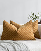 Chenille Waffle Cushion Covers - Twin-Pack - Mustard, 30cm x 50cm