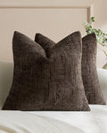 Chenille-Textured Cushion Covers - Twin-Pack - Brown, 45cm x 45cm