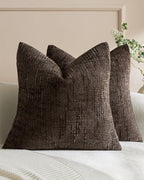 Chenille-Textured Cushion Covers - Twin-Pack - Brown, 45cm x 45cm