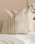 Bohemian Dot Woven Cushion Covers - Twin-Pack - Beige, 45cm x 45cm