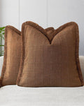 Linen-Look Cushion Covers - Twin-Pack - Cinnamon, 45cm x 45cm