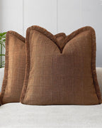 Linen-Look Cushion Covers - Twin-Pack - Cinnamon, 45cm x 45cm
