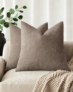 Chenille Haze-Textured Cushion Covers - Pack of 2 - Taupe, 45cm x 45cm