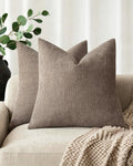 Chenille Haze-Textured Cushion Covers - Pack of 2 - Taupe, 50cm x 50cm