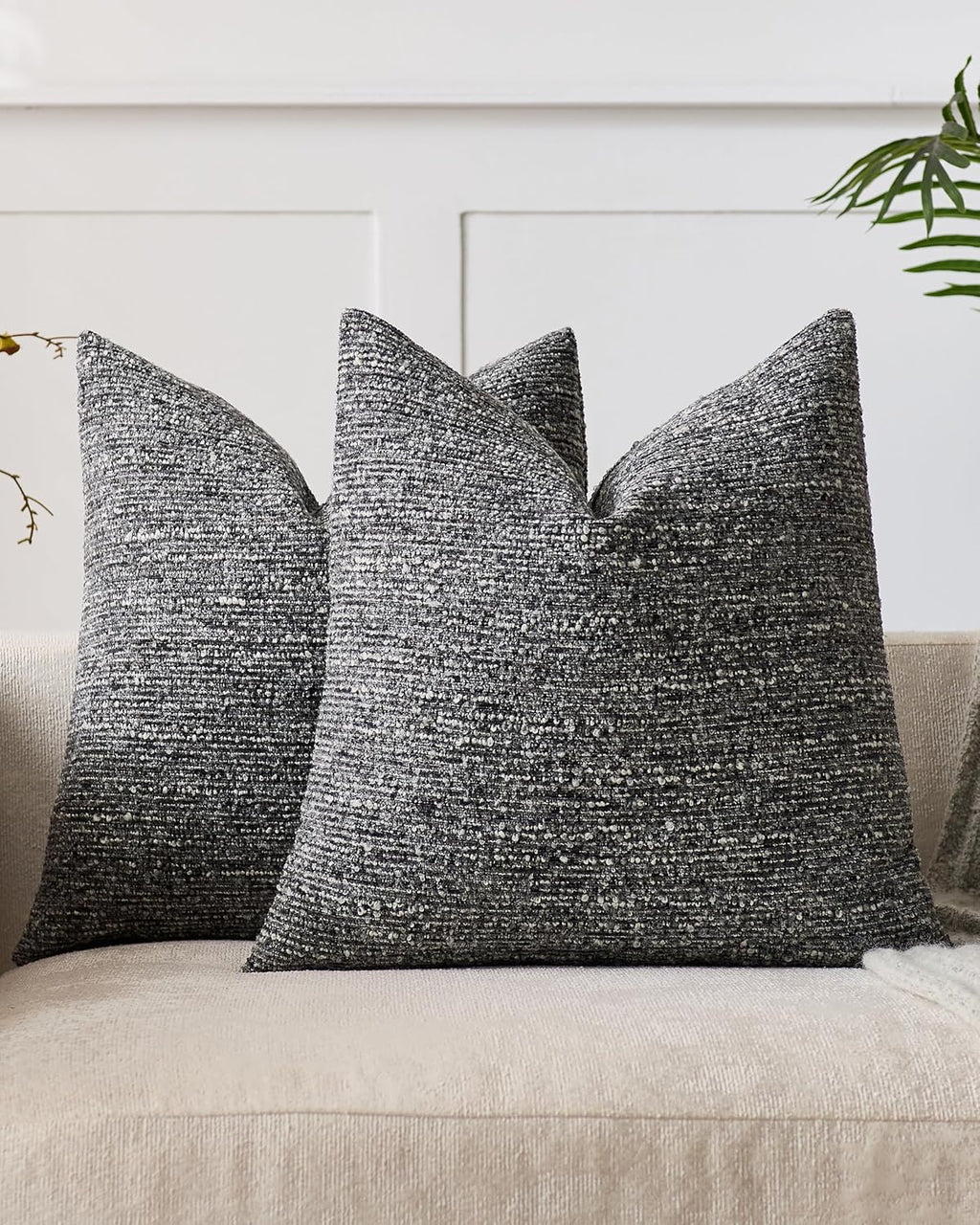 Speckled Bouclé Cushion Covers - Twin-Pack - Charcoal, 45cm x 45cm