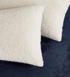 Teddy Sherpa European Pillowcases - Twin-Pack - Navy Blue - 65cm x 65cm
