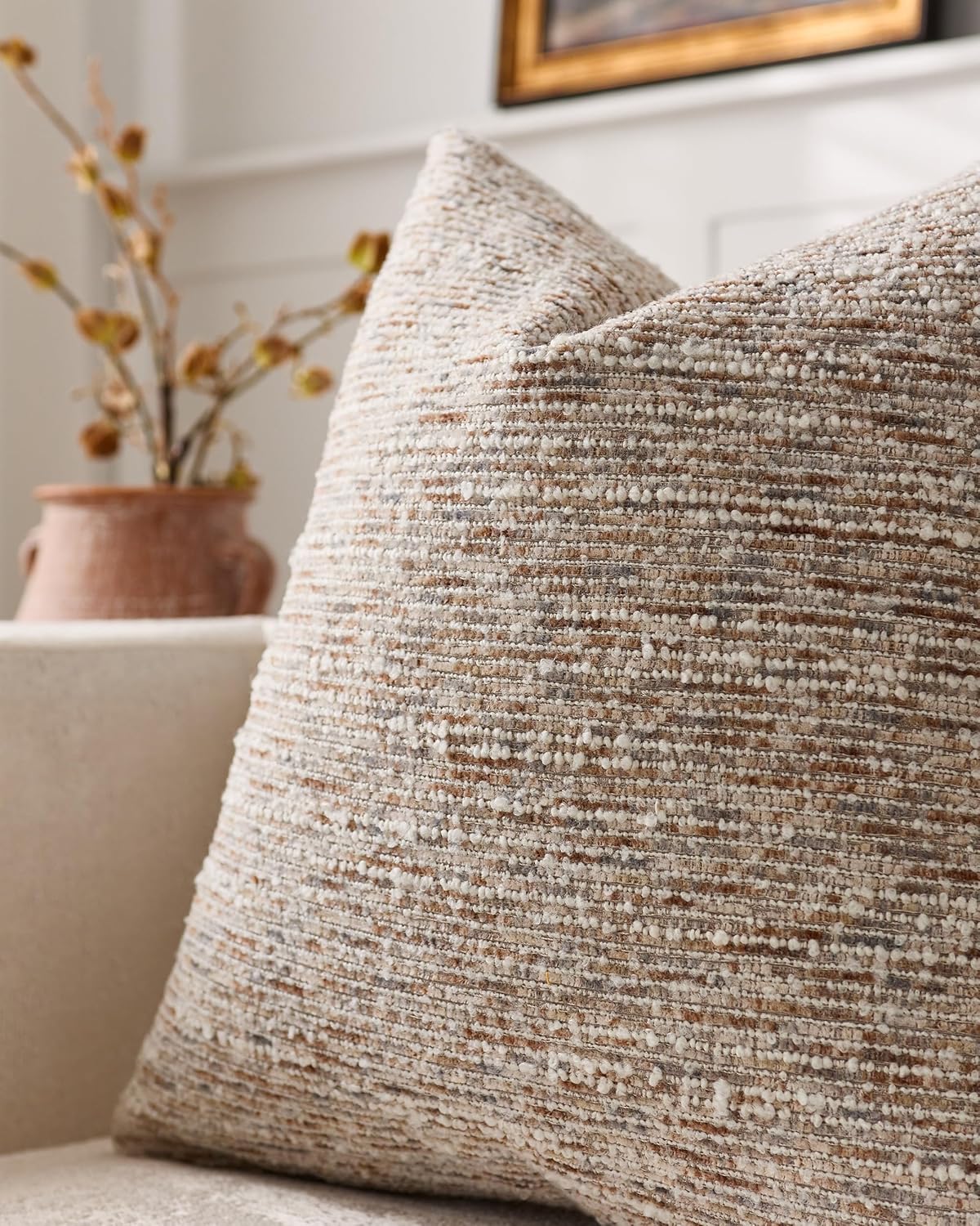 Speckled Bouclé Cushion Covers - Twin-Pack - Natural, 45cm x 45cm