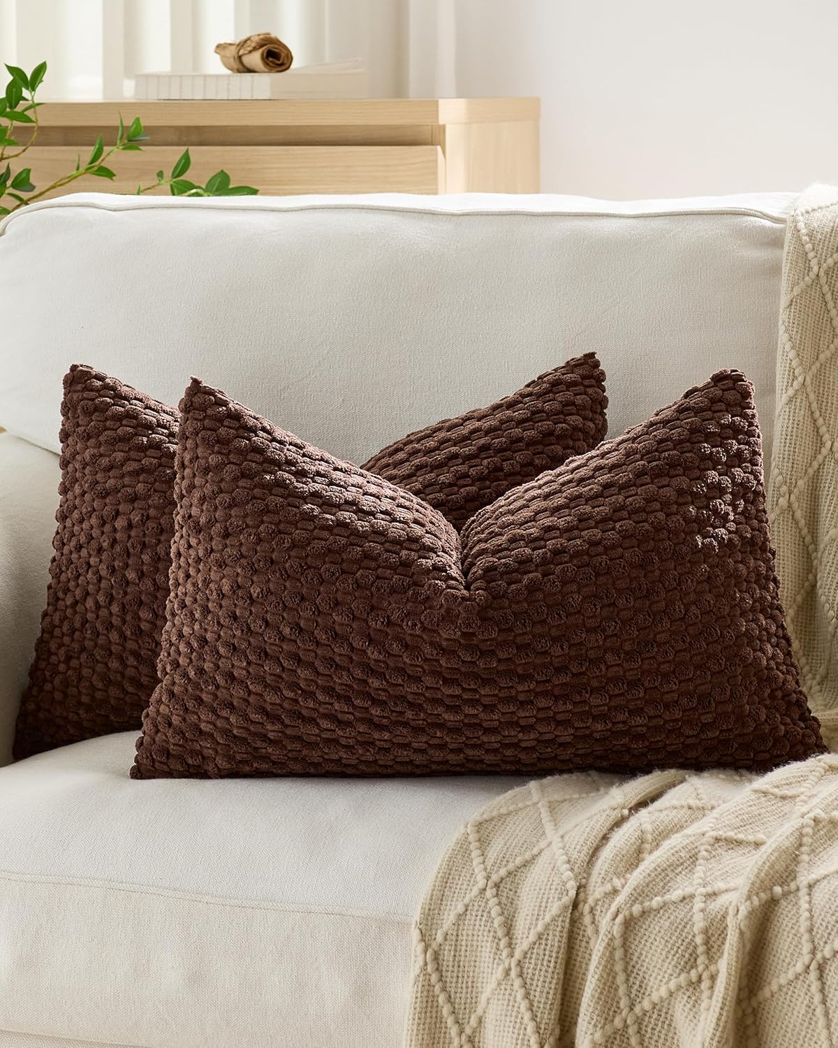 Bubble Corn Cushion Covers - Twin-Pack - Brown, 30cm x 50cm