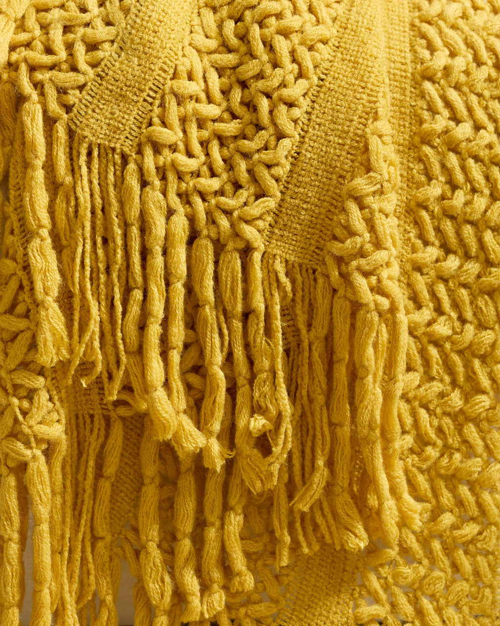 Boho Open-Knitted Throw - Yellow, 130x170cm