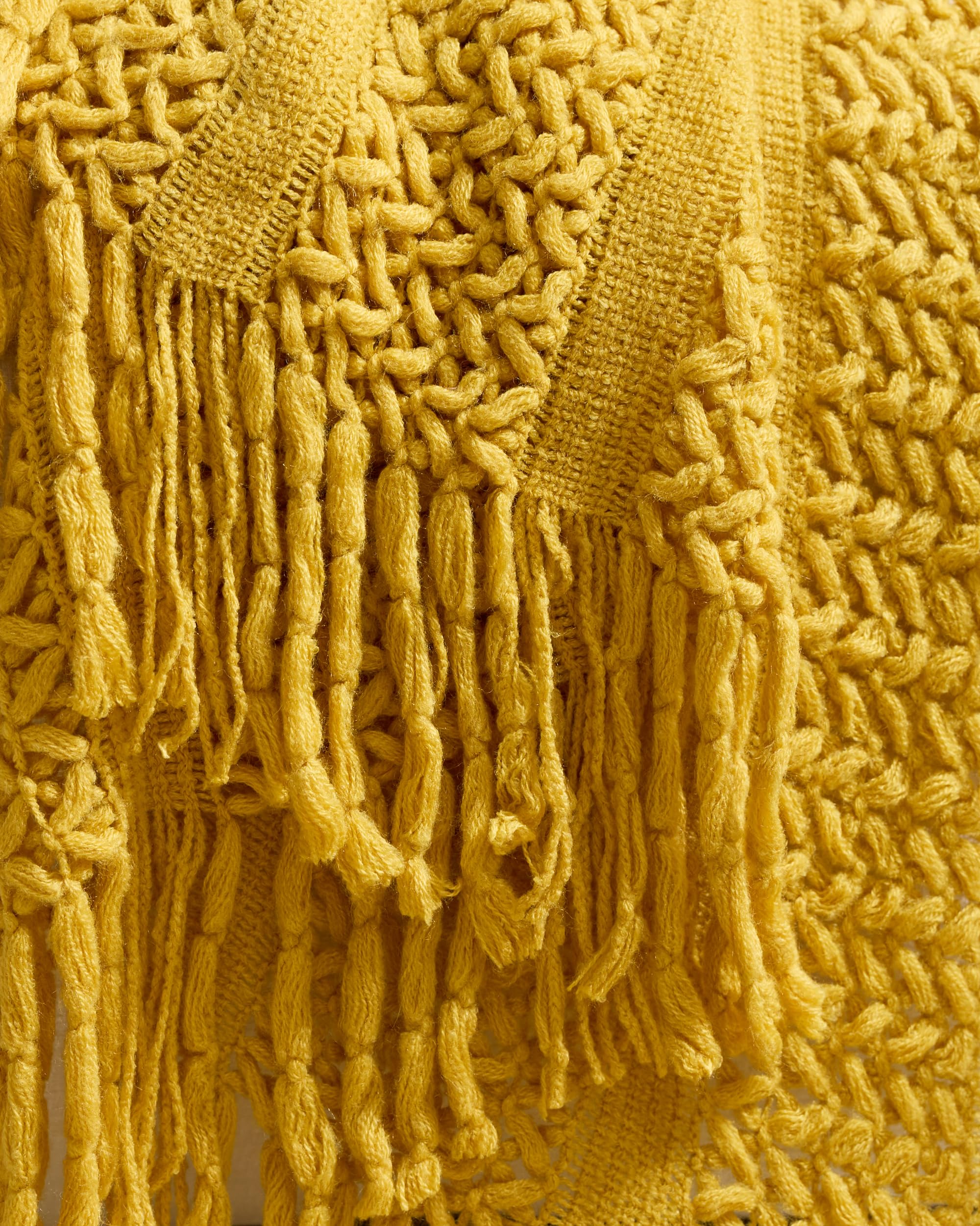 Boho Open-Knitted Throw - Yellow, 130x170cm