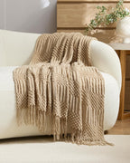 Bobble Textured Knitted Throw - Natural, 130x170cm