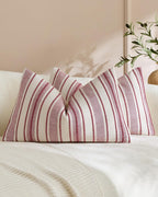 Heritage Linear Woven Cushion Covers - Twin-Pack - Burgundy, 30cm x 50cm
