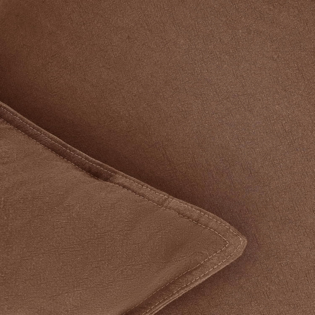 Linen-Cotton European Pillowcases - Soft & Breathable with Hidden Zipper Design - Cocoa Brown, 65x65cm