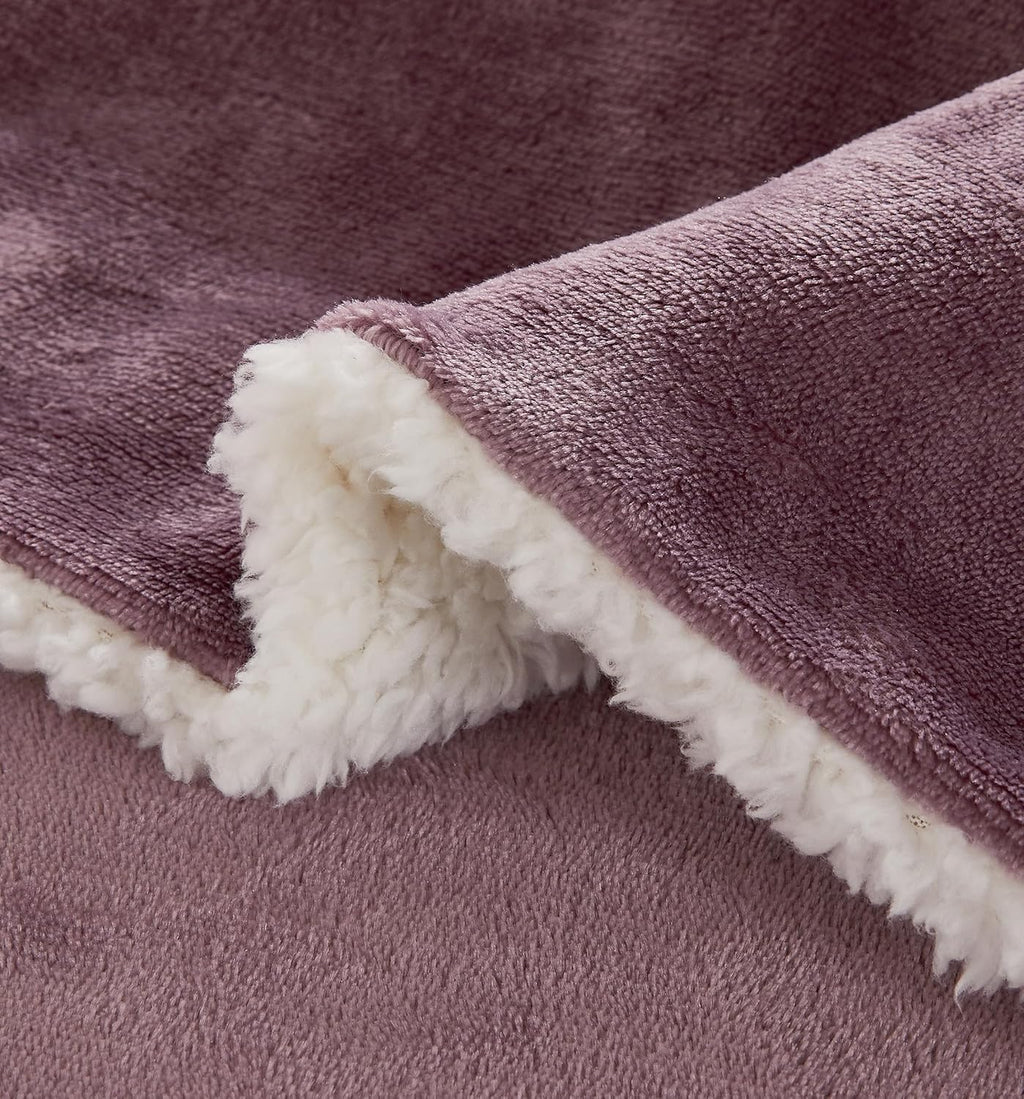 Teddy Sherpa Standard Pillowcases - Twin-Pack - Mauve - 48cm x 73cm