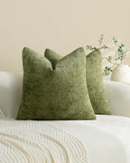 Chenille Grid - European Pillowcases - Pack of 2 - Olive Green, 65cm x 65cm