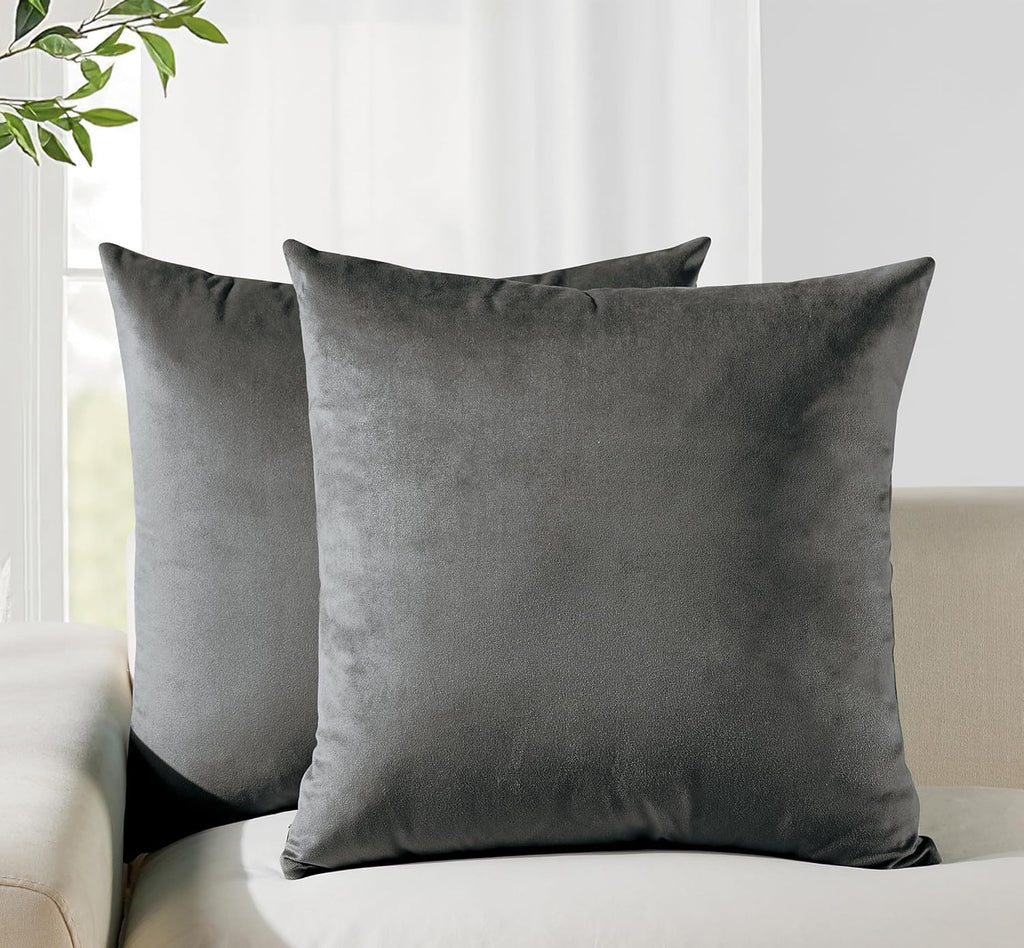Velvet Cushion Covers - Twin-Pack - Dark Grey