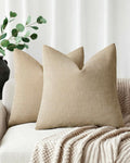 Chenille Haze-Textured Cushion Covers - Pack of 2 - Camel, 45cm x 45cm