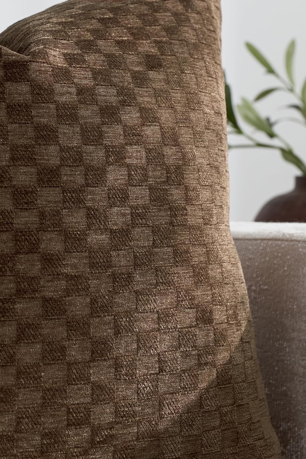 Chenille Waffle Cushion Covers - Twin-Pack - Brown, 30cm x 50cm