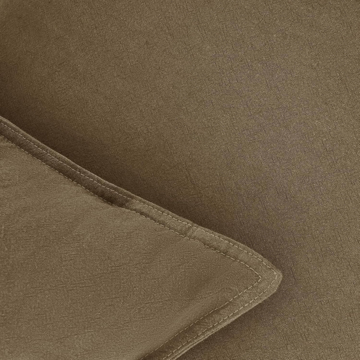 Linen-Cotton European Pillowcases - Soft & Breathable with Hidden Zipper Design - Tan, 65x65cm