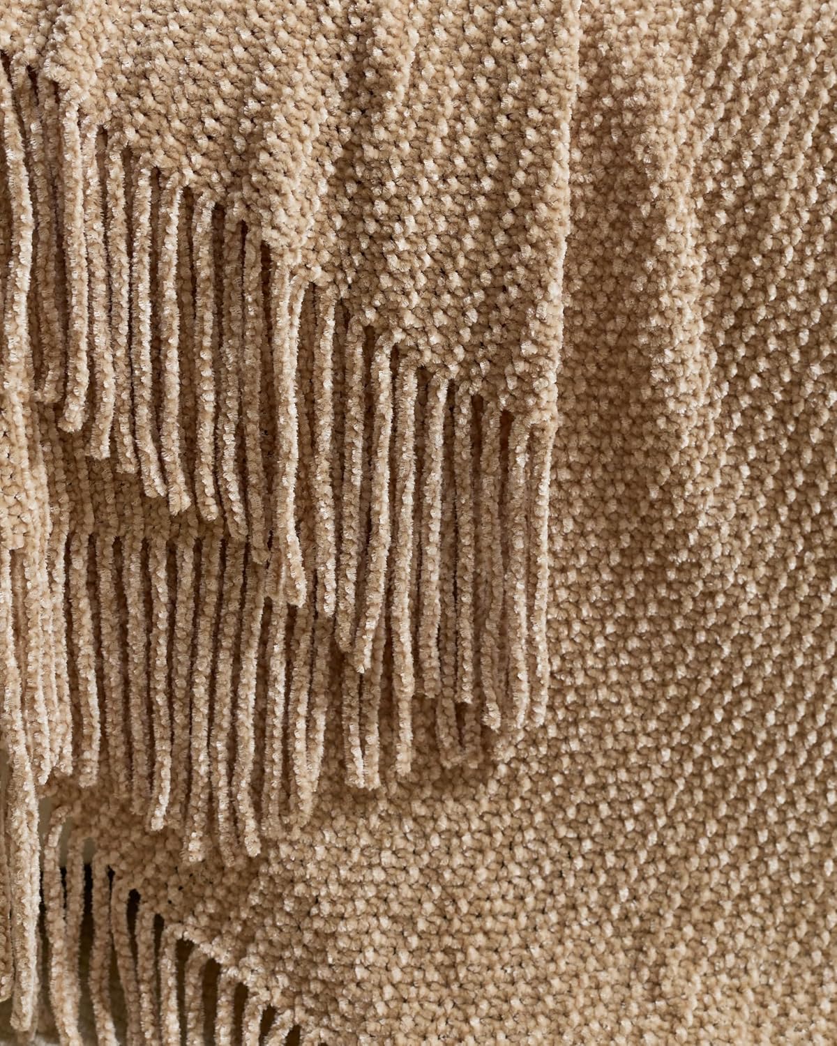 Chenille Knitted Throw - Natural, 130x170cm