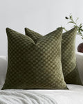 Chenille Waffle Cushion Covers - Twin-Pack - Khaki Green, 45cm x 45cm