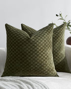 Chenille Waffle Cushion Covers - Twin-Pack - Khaki Green, 45cm x 45cm