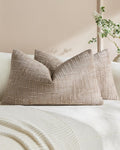 Chenille-Textured Cushion Covers - Twin-Pack - Camel, 30cm x 50cm