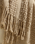 Boho Open-Knitted Throw - Natural, 130x170cm