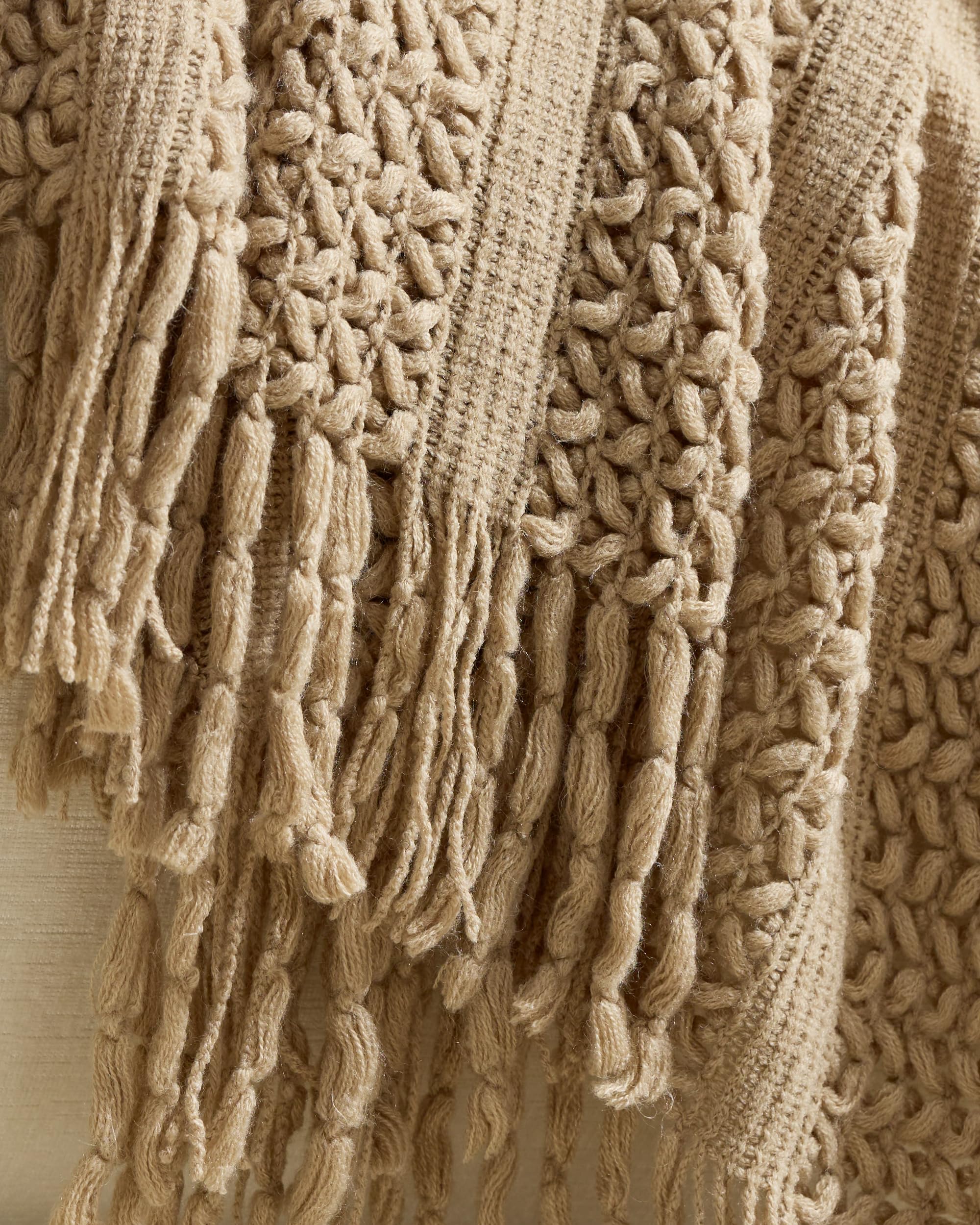 Boho Open-Knitted Throw - Natural, 130x170cm