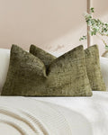 Chenille-Textured Cushion Covers - Twin-Pack - Olive Green, 30cm x 50cm