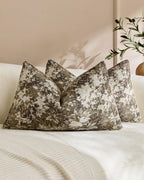 Vintage Botanical Chenille Cushion Covers - Twin-Pack - Beige, 30cm x 50cm