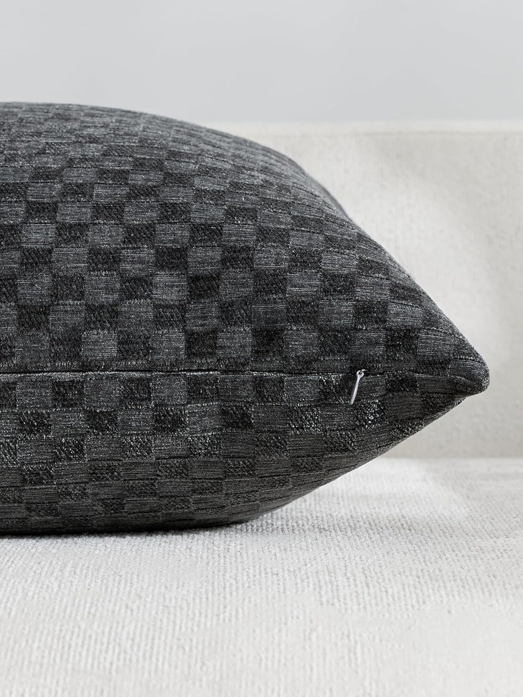 Chenille Waffle Cushion Covers - Twin-Pack - Charcoal, 30cm x 50cm