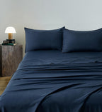Vintage Washed Microfibre Sheet Set with Pillowcases - Navy