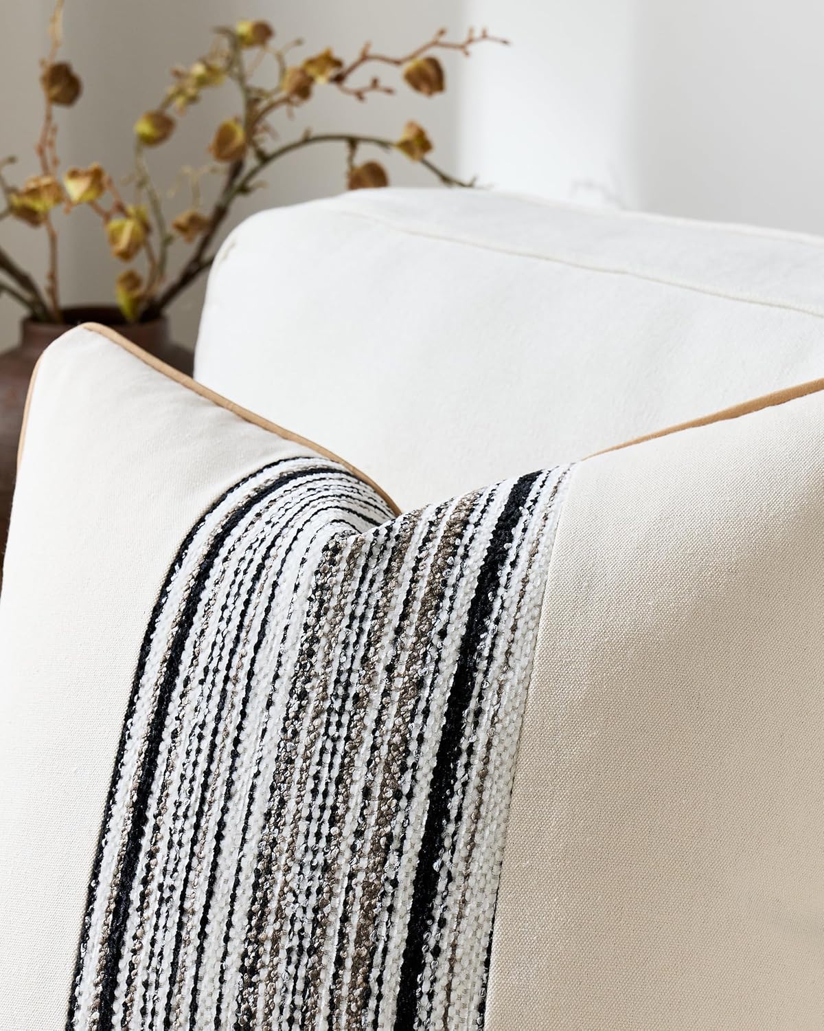 Wabi Stripe Cushion Covers - Twin-Pack - Black, 30cm x 50cm