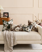 Vintage Floral Chenille Cushion Covers - Twin-Pack - Black, 45cm x 45cm