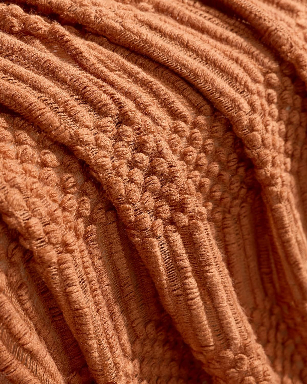 Bobble Textured Knitted Throw - Terracotta, 130x170cm