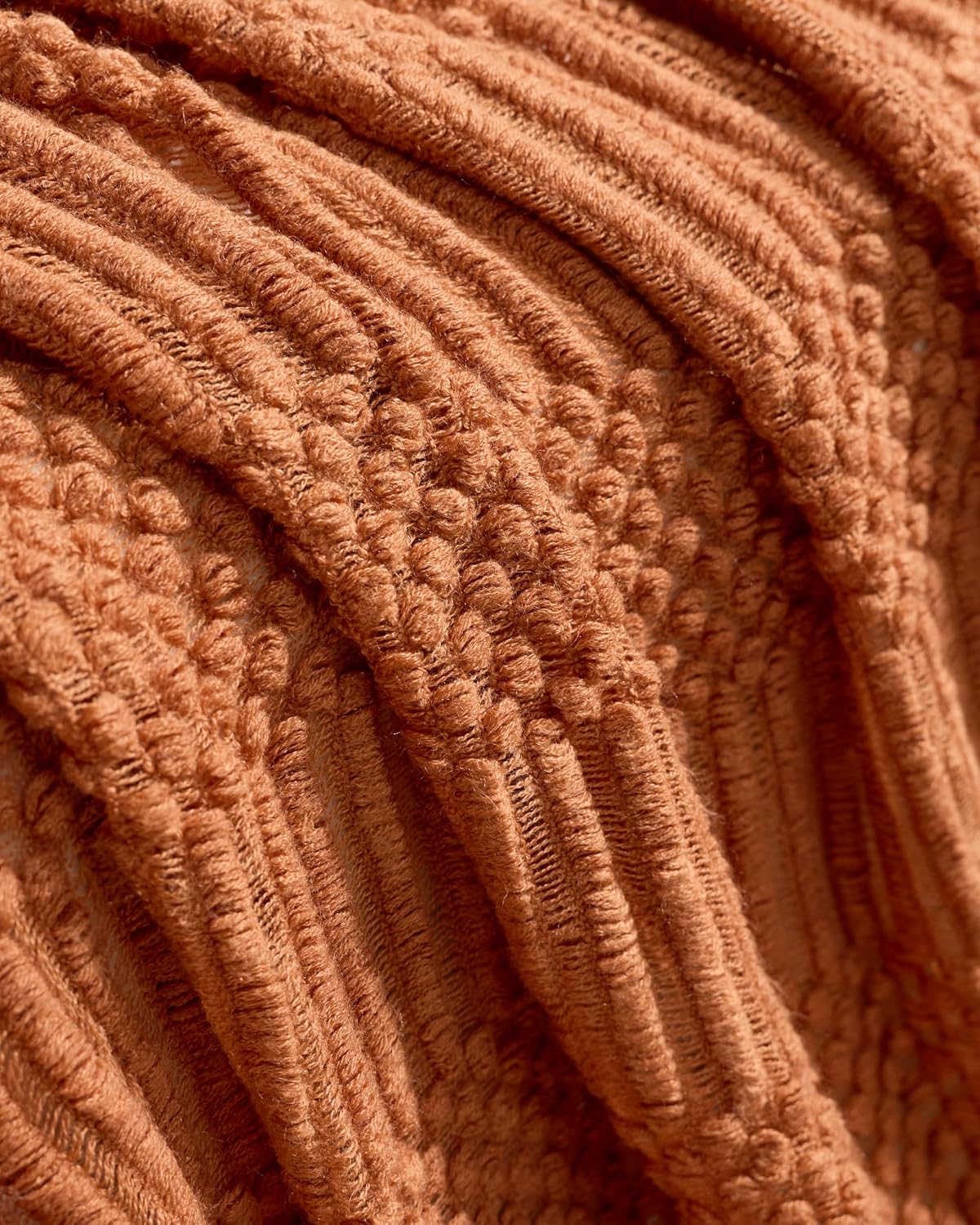 Bobble Textured Knitted Throw - Terracotta, 130x170cm