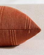 Linen Blend Striped European Pillowcases, Set of 2, Terracotta, 65x65cm