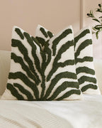 Tufted Leaf Cushion Covers - Twin-Pack - Khaki Green, 45cm x 45cm
