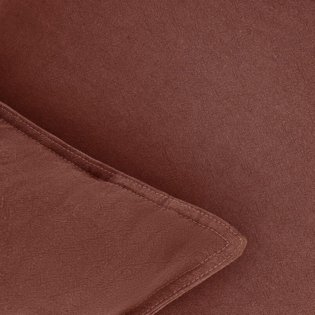 Linen-Cotton European Pillowcases - Soft & Breathable with Hidden Zipper Design - Brick, 65x65cm