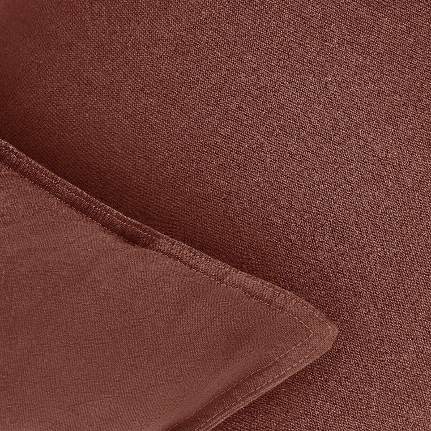 Linen-Cotton European Pillowcases - Soft & Breathable with Hidden Zipper Design - Brick, 65x65cm