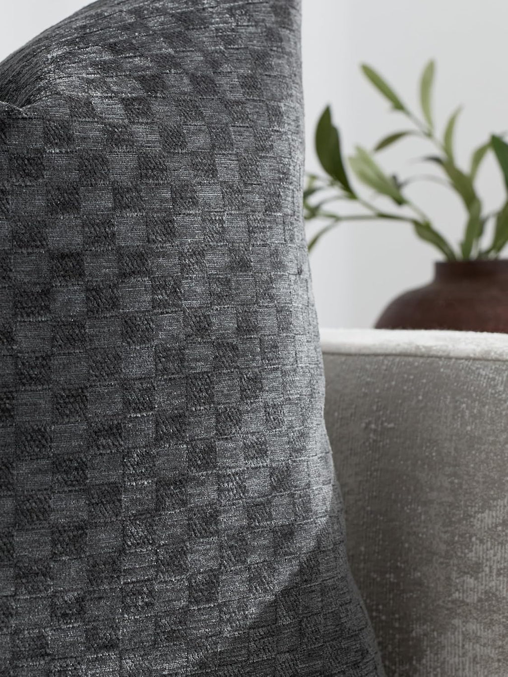 Chenille Waffle Cushion Covers - Twin-Pack - Charcoal, 30cm x 50cm