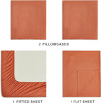 Vintage Washed Microfibre Sheet Set with Pillowcases - Terracotta