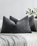 Chenille Waffle Cushion Covers - Twin-Pack - Charcoal, 30cm x 50cm