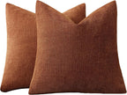 Chenille Haze-Textured Cushion Covers - Pack of 2 - Rust, 45cm x 45cm