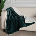 Microfibre Teddy Sherpa Throw Blanket - Emerald Green