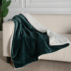 Microfibre Teddy Sherpa Throw Blanket - Emerald Green
