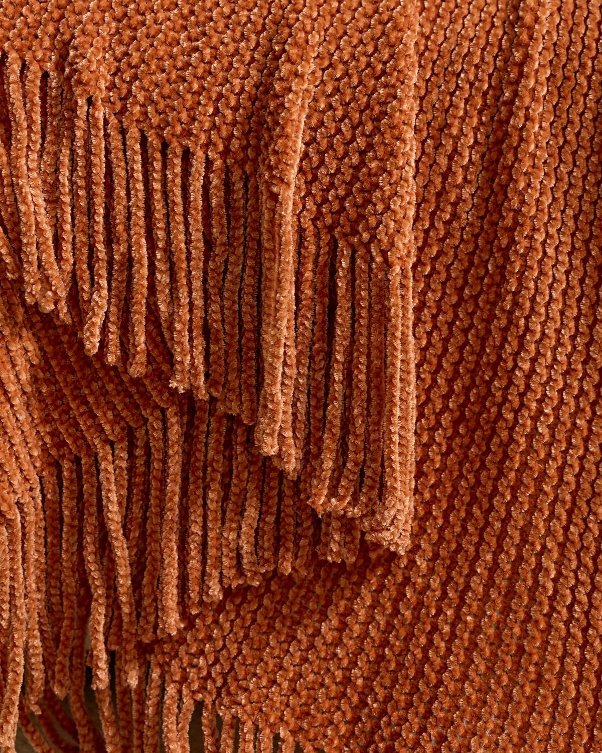 Chenille Knitted Throw - Terracotta, 130x170cm